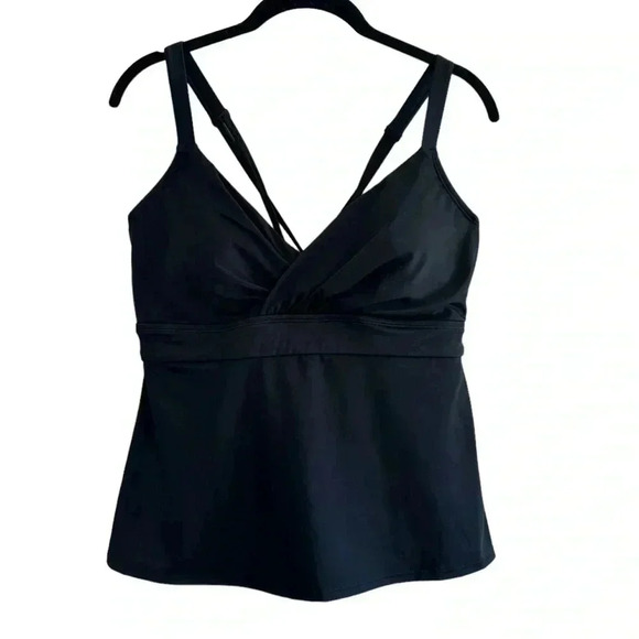 Title Nine Metis Underwire Tankini Top Solid Black Size 38D     (00881) - Picture 1 of 8